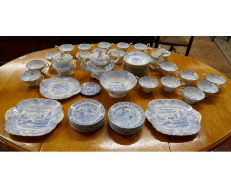 Blue and white china tea set to include Spode plates