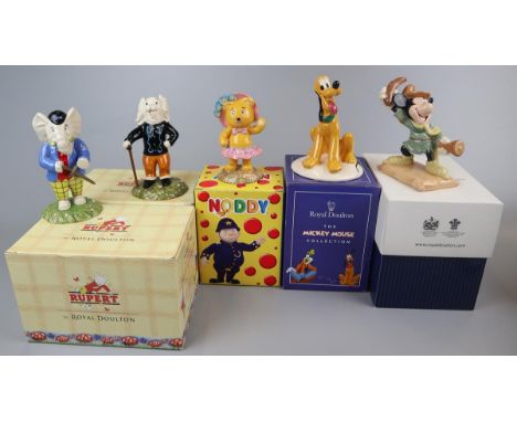 Collection of 5 figurines to include Disney, Rupert &amp; Noddy - Mostly Royal Doulton, 1 Royal Worcester