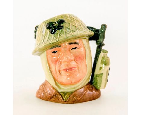 Style One, Variation One, desert rat patch on canteen. Army steel helmet with netting; khaki tunic.Series: The Armed Forces. 