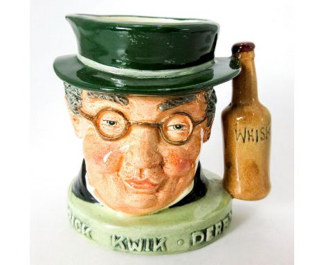Variation no 1. Marked 'Pick-Kwik-Derby, Whiskies-Wines-Ales'. Whisky bottle handle. Green hat, black coat.Royal Doulton back