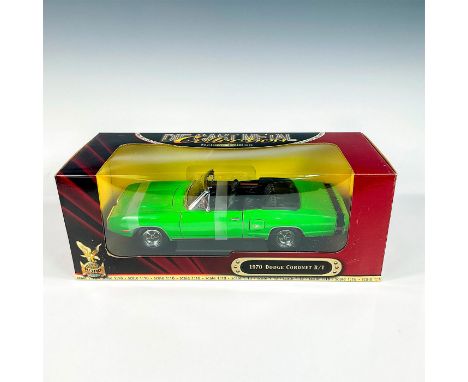 A factory sealed, replica die cast model Dodge Coronet R/T in a lime green exterior and black interior. With moveable parts. 