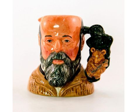 Browns, black and grey coloration. Handle; famous G. Tinworth sculptures.This jug was created exclusively for the Royal Doult