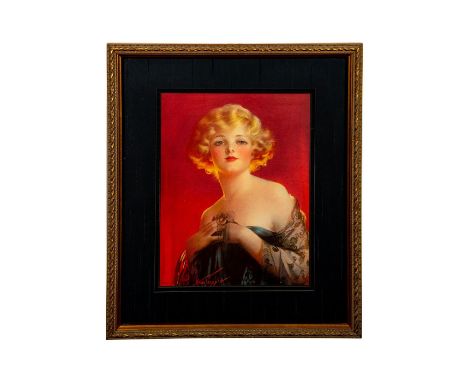 Original Vintage Art Deco Style Fine Art Print Depicting a Beautiful Blond Lady. Measures 15" x 12" including frame. Conditio