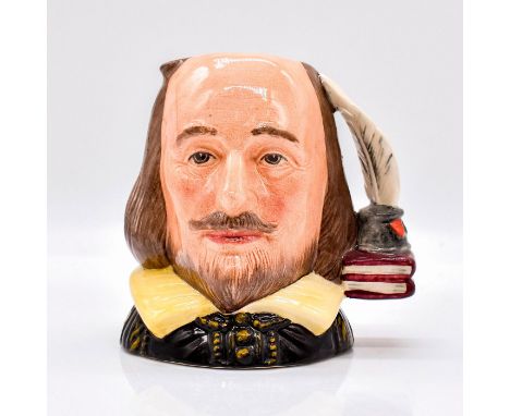 Black coat; yellow collar; light brown hair and beard; burgundy books; grey inkwell and quill.Royal Doulton backstamp. Artist