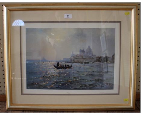 Ted Dyer Traversando Il Bacino di San Marco limited edition print signed in pencil, 88/350 'Beside the Wave' blind stamp 32 x