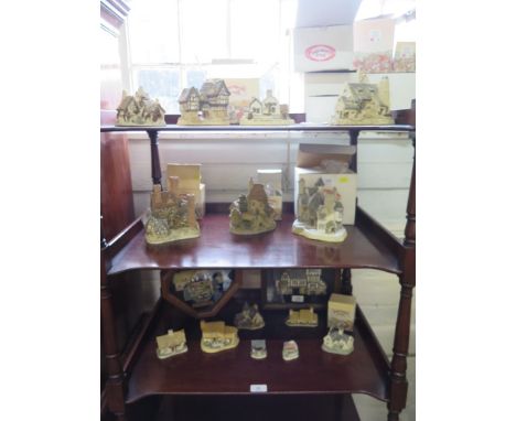 Twelve David Winter resin cottages , a Dave Winter Cameo Lych Gate and Market Stall, and two cottage wall plaques (ten with b
