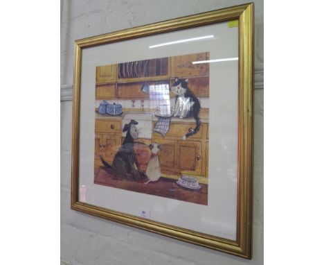 Alex ClarkAn amusing print titled "In the Kitchen" with dogs and catlabel on the reverse35.5 x 35.5cm 