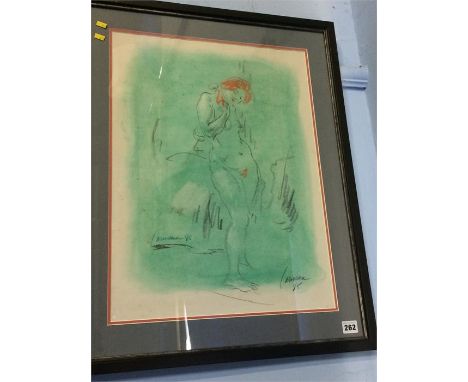 Pastel, Portrait of a nude, signature unclear, dated 85