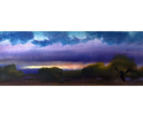 DAVID LLOYD GRIFFITH watercolour - vivid night sky and landscape entitled verso 'The Last Band of Light', signed with initial