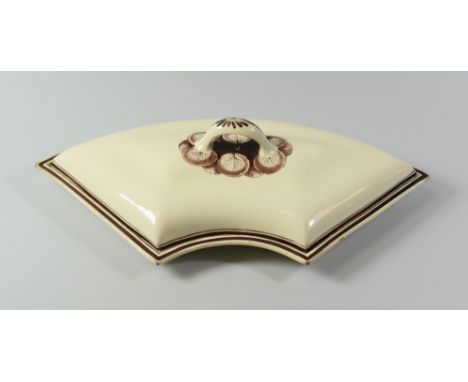 A SWANSEA CREAMWARE SUPPER-SET PART circa 1805, of curved form with loop handle and with painted fruit and borders in chocola
