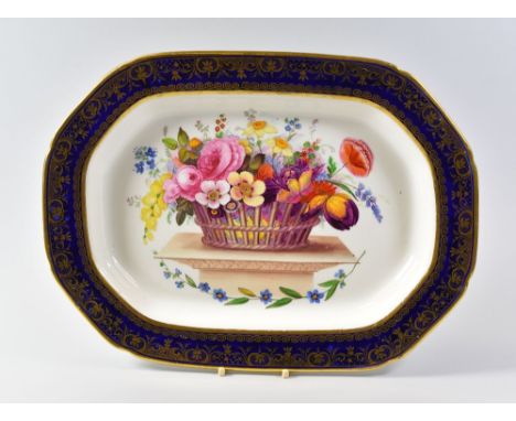 A SWANSEA PORCELAIN PLATTER FROM THE LYSAGHT SERVICE of canted rectangular form, the decoration attributed to Henry Morris wi