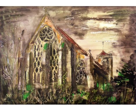 JOHN PIPER off-set lithograph reproduction - study of `Dorchester Abbey`, believed to be produced by Goldmark or Marlborough 