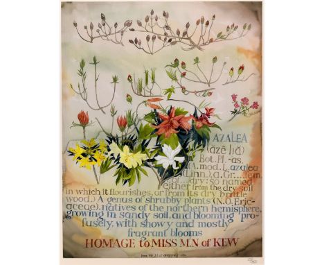 JONAH JONES screenless lithograph limited edition (25/350) print - entitled 'Homage to Marianne North', from a watercolour an