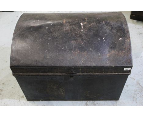 Early C20th japanned metal dome topped trunk with wrought iron handles W68cm D45cm H51cm, early C20th ABC scumbled finish tru