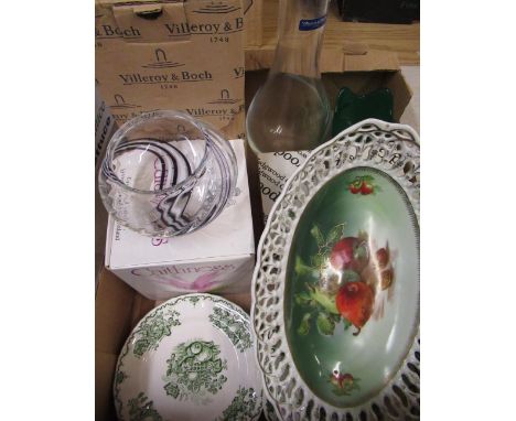 Villeroy &amp; Boch art glass vase H28cm boxed, Villeroy &amp; Boch green tinted vase, Caithness vase boxed other ceramics an