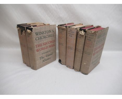 The Second World War by Winston Churchill in six volumes, hardbacks with dust jackets, first editions, another copy of volume