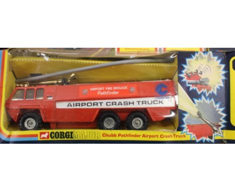 Collection of various scale Corgi die cast models of fire brigade interest, including, Corgi Major 1143 Arial Rescue Truck, 1