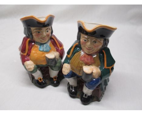 Pair of Carltonware toby jugs, one in red finish one in green finish 