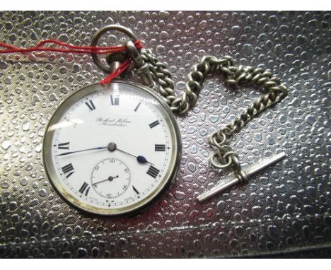 Swiss, retailed by Robert Milne, Manchester silver cased key-less open faced pocket watch with presentation inscription, case
