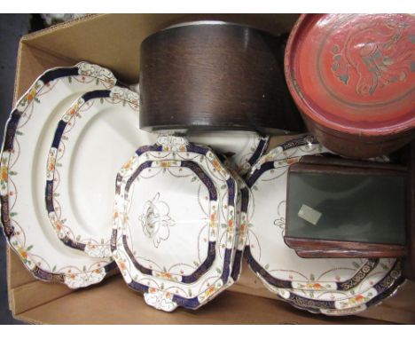 Alfred Meakin Harmony "Solway" dinner service, Smith's Enfield 1930's oak cased chiming mantel clock with silvered dial, Arab