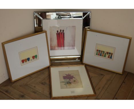 After Nazdar pair of signed limited edition colour prints, after Valai Delmas print depicting Maasai warriors, and a Charles 