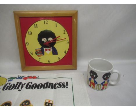 Robertsons Golden Shread battery operated wall clock, tea towel and mug 