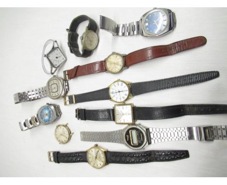 Sekonda wristwatch alarm, 1970s Limit hand wound wristwatch and a selection of other wristwatches including an Ingersoll LCD 