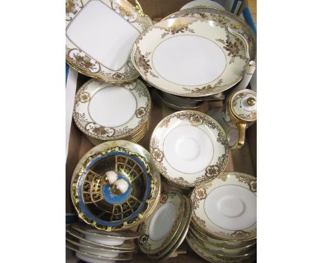 Mid C20th comprehensive Noritake tea and coffee service, comprising tea cups, saucers, coffee cans, coffee pot, cake plates a