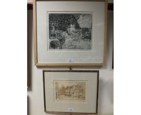 Davis Andrews, Castle by night, etching, signed, inscribed with the title, numbered 1/40 together with a view of Brugge, sign