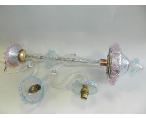 A Venetian glass five branch electric pendant ceiling light
