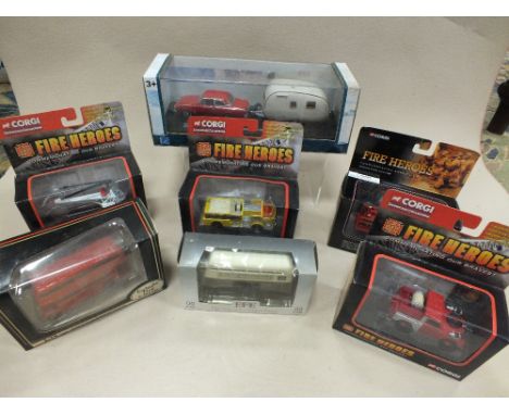 A mixed group of boxed die-cast models by manufacturers such as Corgi, Fire Heroes, Matchbox Collectables, EFE and Cararama