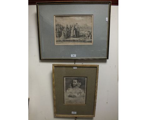 After Anthony Van Dyck (Flemish, 1599-1641), portraits of Joannes Breugel, originally published 1645, etching together with a