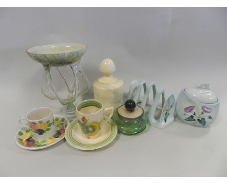 Decorative and collectable ceramics and glass to include a group of Carlton ware breakfast items, Art Deco coffee cups, a pai