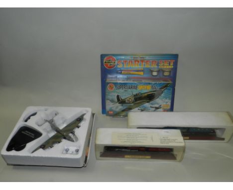 A group of war planes to include an Atlas Editions Avro Lancaster Dambuster, Corgi Hawker Hurricane and Avro Lancaster Mark I