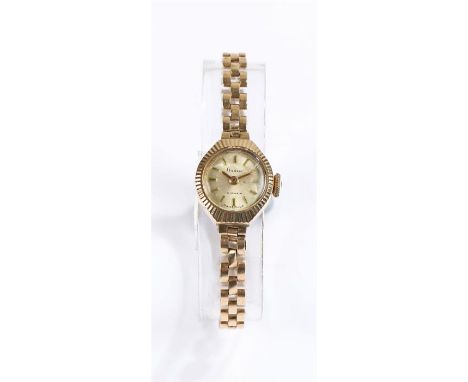 Pioneer 9 carat gold cased ladies wristwatch, the signed dial with Arabic numerals, subsidiary seconds dial to the lower cent