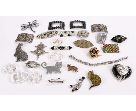 Costume jewellery, to include a Giorgio Armani butterfly brooch, various vintage jewellery, brooches, buckles, etc, (qty)