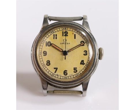 Omega steel cased gentleman's wristwatch, the signed dial with Arabic numerals and outer minutes track, manual wound, the cas