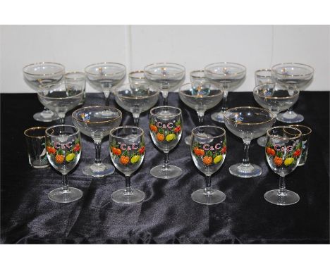 Eleven babycham glasses together with five C&C branded glasses and six vintage duck design shot glasses (qty)