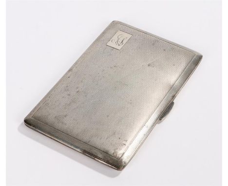 Edward VIII silver cigarette case, Birmingham 1936, maker K & D, the engine turned exterior with rectangular cartouche initia