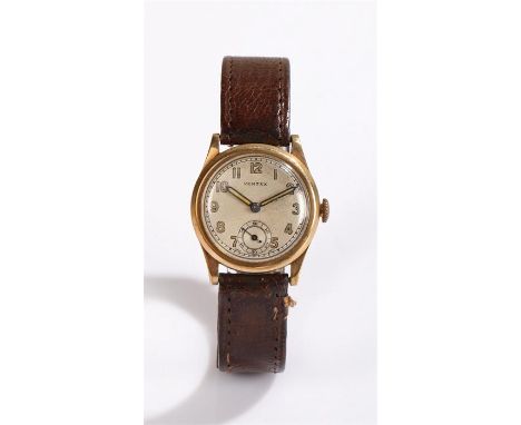Vertex 9 carat gold cased gentleman's wristwatch, the signed dial with Arabic numerals, subsidiary seconds dial, manual wound