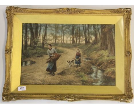 A. Glendening Jr, gilt framed lithograph of the "road thro' the wood", 66cm x 50cm