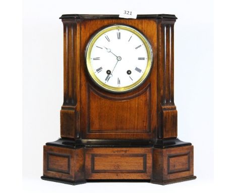 A 19th century mahogany striking mantle clock, H 37cm