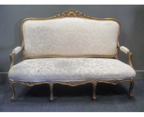 A 19th century gilt framed settee, 160cm wide