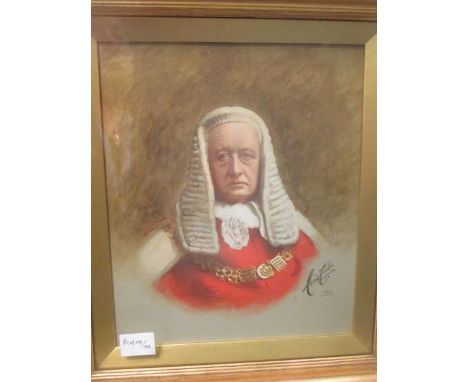 Cecil E Cutler (1886-1934) Portrait of a Judge, signed and dated 1903, gouache, 31 x 27cm; and another by a different hand, o