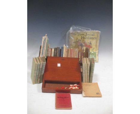 Miniature books, some juvenile, mainly early 20th century, together with a travelling mahogany miniature chess set