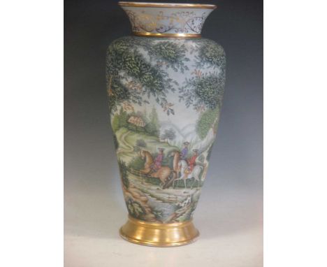 A large 19th century French Paris porcelain hand painted textured "tapestry" vase, cross mark to base