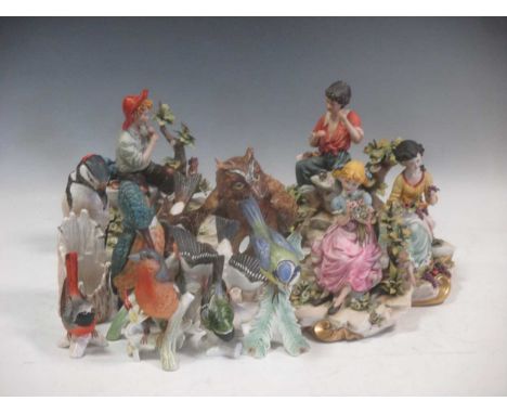 A collection of Goebel birds and Capodimonte figures