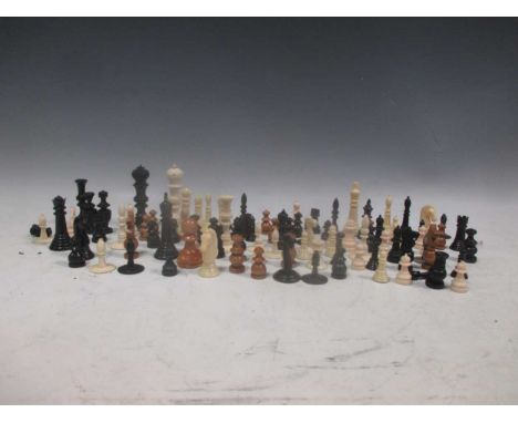 A large quantity of various chess pieces