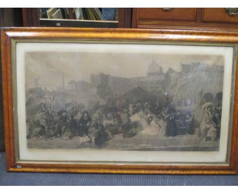 A large Victorian print of Ramsgate Sea Side by Frith in a maple frame, (Frame measures 132 x 80cm)