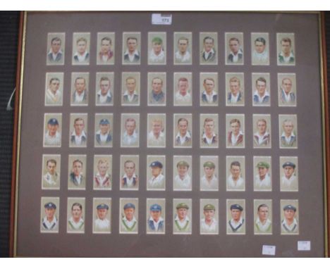 Players Cricketers, 1935, a framed set of cigarette cards, together with two signed cricket bats: Worcester CCC 1997 and New 